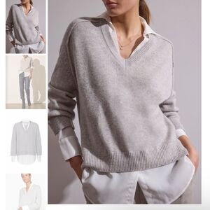 Brochu Walker Merino Gray V Neck Long Sleeve Sweater Size XS